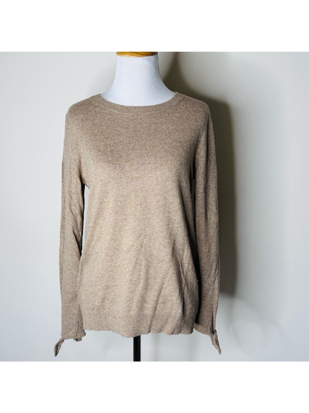 Banana Republic by Filpucci Tan Wool Crewneck Tie Cuff Sweater